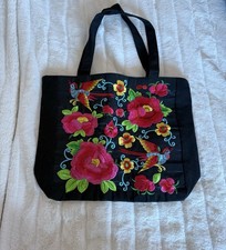 Mexican Oaxaca Black Floral embroidered tote bag, brand new
