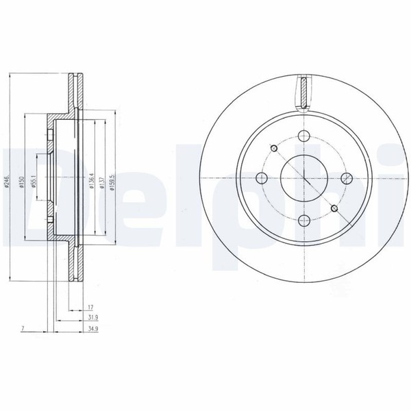 2X Delphi Bremsscheibe BG4128 FüR Sirion Cuore Daihatsu Copen Justy 4 M300 AWD 7-image