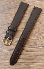 14mm CONDOR CALF GRAIN STITCHED LEATHER BROWN WATCH STRAP NUBUCK LINING,GOLD BKL
