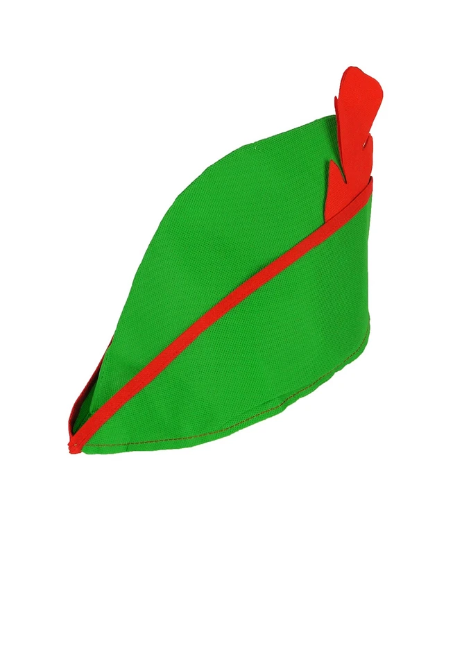 HENBRANDT Adult Green Robin Hood Hat with Red Feather and Trim Bycocket