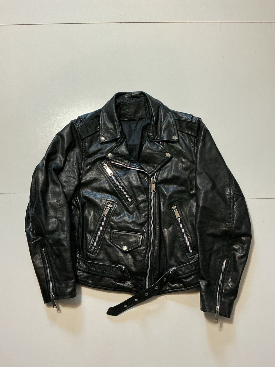 Vintage Echtes Leder Genuine Leather Motorcycle Black Punk Biker