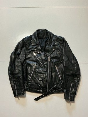 Vintage Echtes Leder Genuine Leather Motorcycle Black Punk Biker German Jacket