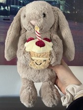 100% Genuine Jallycat Bashful Beige Birthday Medium Bunny BNWT 🐰🤎🤍