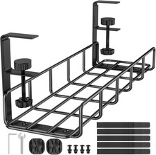 Under Desk Cable Management Tray, 31.5'' No Drill Steel Cable Tray Organizers, W