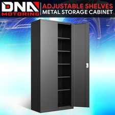 71" Lockable Heavy Duty Metal Storage Cabinet w/ 5 Adjustable Shelves Black