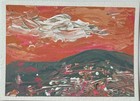 ACEO Original Art Landscape: Orange Sky City Lights by Jill/ Tulip and Topaz — photo 2