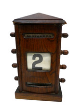 ANTIQUE EDWARIAN ENGLAND WOODEN DECORATIVE PERPETUAL DESK MANTLE CALENDER