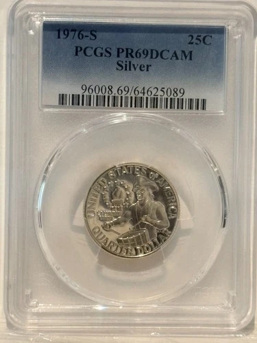 1976-S Proof Bicentennial Washington Silver Quarter PCGS PR69 DCAM