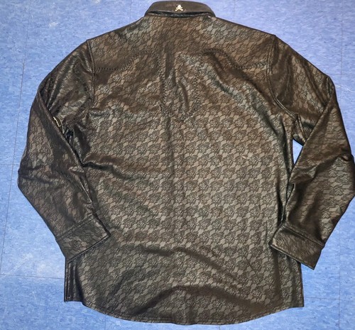 Rock Roll N Soul Black Western Pearl Snap Shirt Mens 2XL Faux Leather, Band NWT - Picture 9 of 10