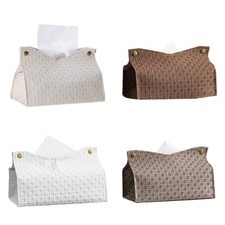 Tissue Box Cover Modern PU Leather Rectangular Tissue Box Holder for Bathroom