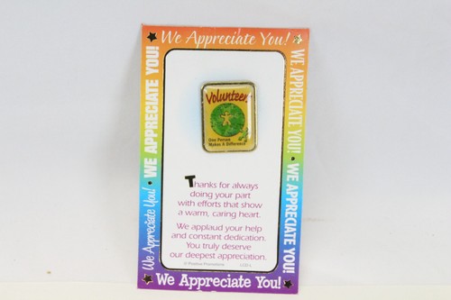 Volunteers One Person Makes A Difference Positive Promotions Card Lapel Pin 4pc - Picture 2 of 6