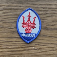 Vintage Maserati Embroidered Sew On Patch Auto Racing Droplet Design ~ 3”x2”
