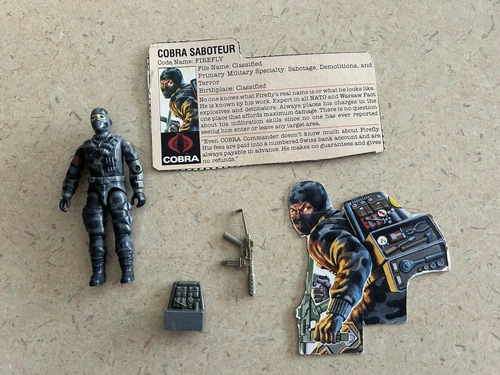 Vintage GI Joe Cobra Saboteur, "FireFly” includes file card. Pre-Owned