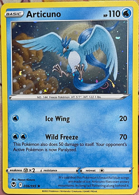 Articuno Cosmos Holo Rare - 036/195 - Silver Tempest Pokemon 2022