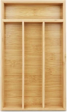 Bamboo Silverware Drawer Organizer Tray with Dividers for Spoons Forks Knives