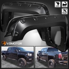 Fits 2016-2018 Gmc Sierra 1500 Fleetside Smooth Pocket Rivet Style Fender Flare