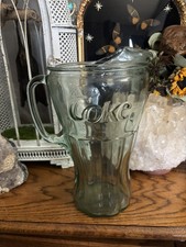 Vintage Green Large 64 oz Coca Cola Glass Pit...