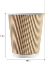 500 x 12oz KRAFT 3-PLY RIPPLE PAPER COFFEE CUPS - M25 GLOBAL