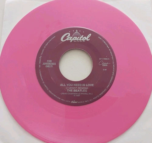 BEATLES ALL YOU NEED IS LOVE / BABY YOU'RE A RICH MAN 1994 USA 7" PINK  VINYL
