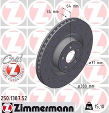 2x Bremsscheibe SPORT Z ZIMMERMANN 250.1387.52 für FORD MUSTANG Convertible