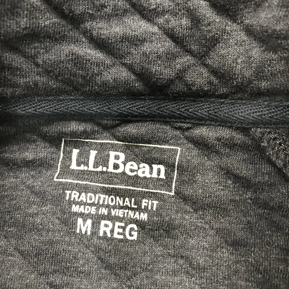 Chaqueta LL Bean Para Hombres Gris Medio Acolchada Snap T Pullover Mezcla de Algodón Informal Logo Foto 3 de 4