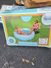 Packed Party Luxe Mini Inflatable Pool Blue 59in Round Cushioned Floor PVC