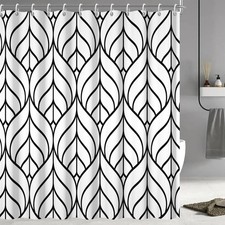 Black and White Shower Curtain, Modern Aesthetic Black Striped Shower Curtain...