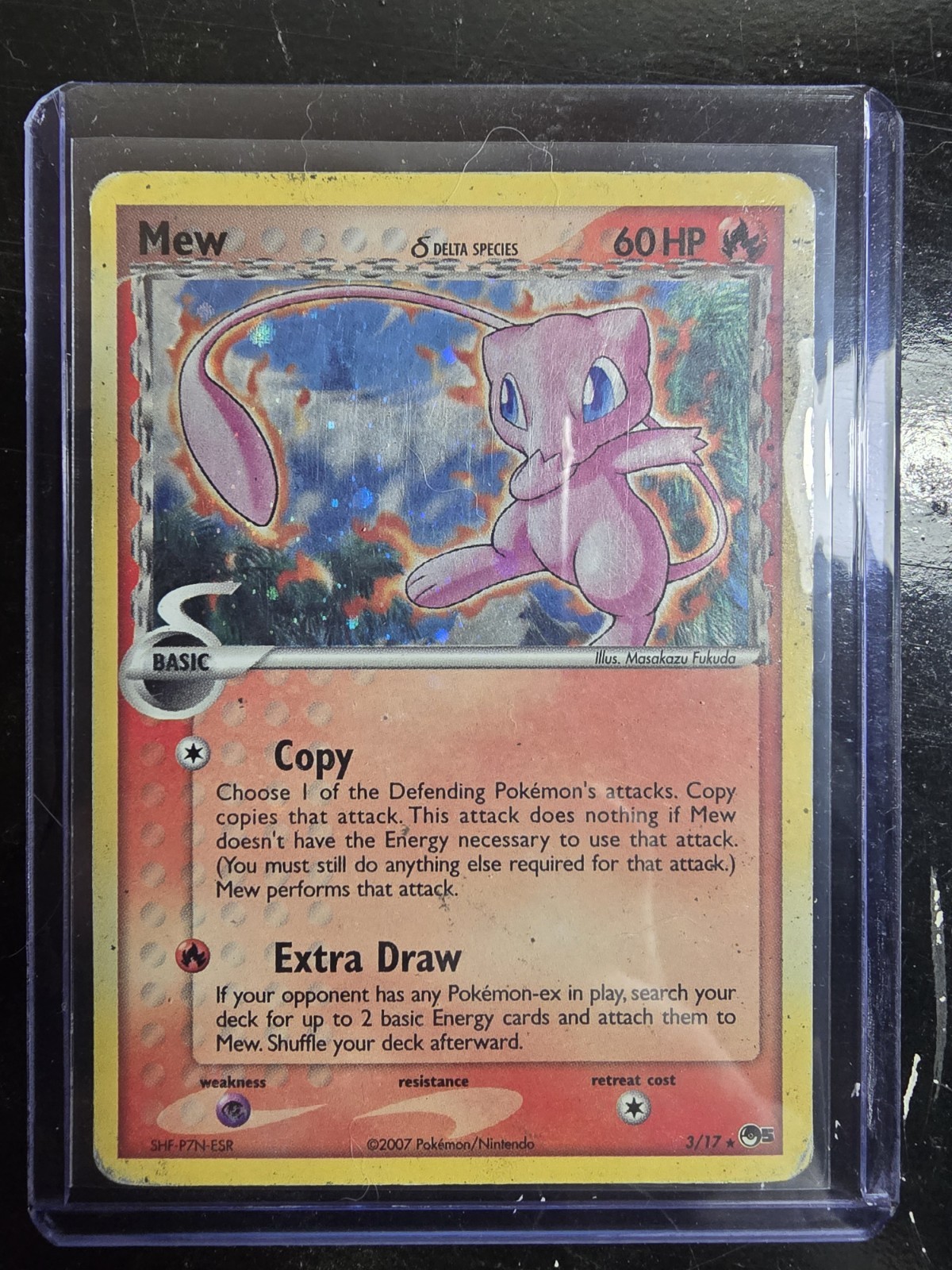 Mew Cosmos Holo-3/17-Pop Series 5 Delta Species-Pokemon Card-MP-Error PokeBall