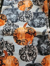 Fillagree Pumpkins Grey Orange Black Halloween Fall Fabric 100 cotton 2 yds