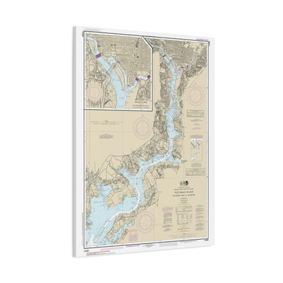 Potomac River & Washington DC Nautical Chart Sailing Map Framed Canvas 30x40