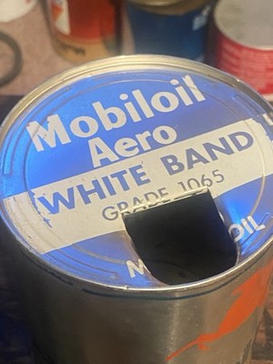 オイル缶4本★1950s-60s／USA／vintage／アメリカ 1950s Socony Mobiloil Areo White Band Motor Oil Qt Can Mobil Gas