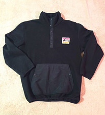 Active Men's Black Fleece 1/4 Zip Mock Neck Pullover Sweatshirt Pockets S