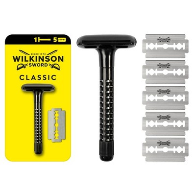 Wilkinson Sword Classic Men's Razor with 5 1 count (Pack of 1), black 