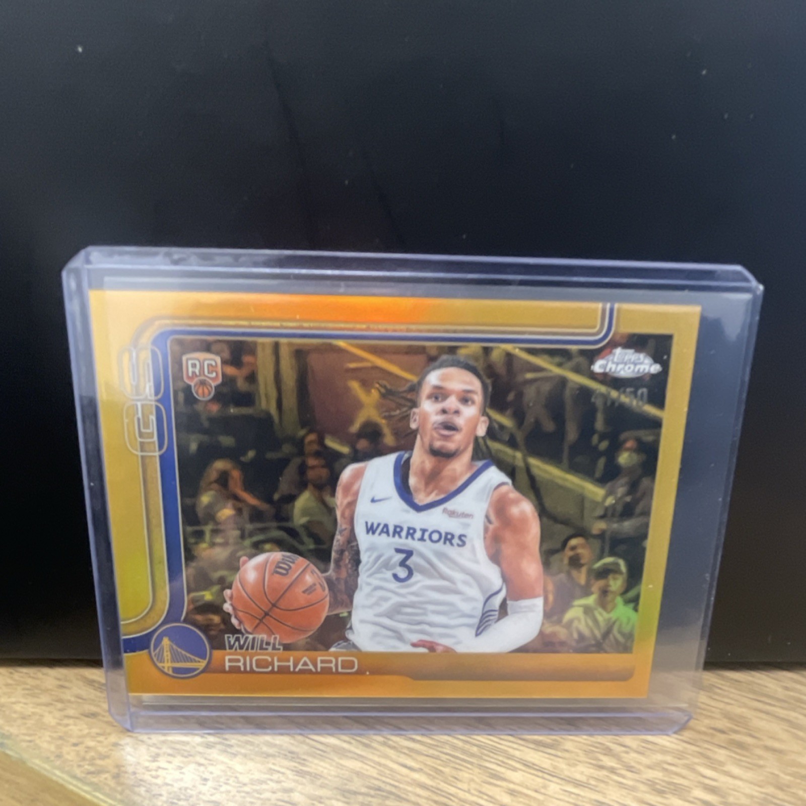 2025-26 Topps Chrome Will Richard #287 Warriors Gold Refractor /50 Rookie
