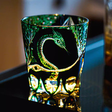 Black Green Double Colors Glass Whiskey Glass...