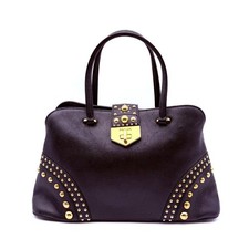 PRADA Saffiano Leather Stud Turnlock Handbag Women Authentic From Japan