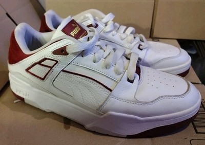 PUMA Slipstream Lo Retro White Red Leather Sneakers 388518-04 Men's Size 9.5