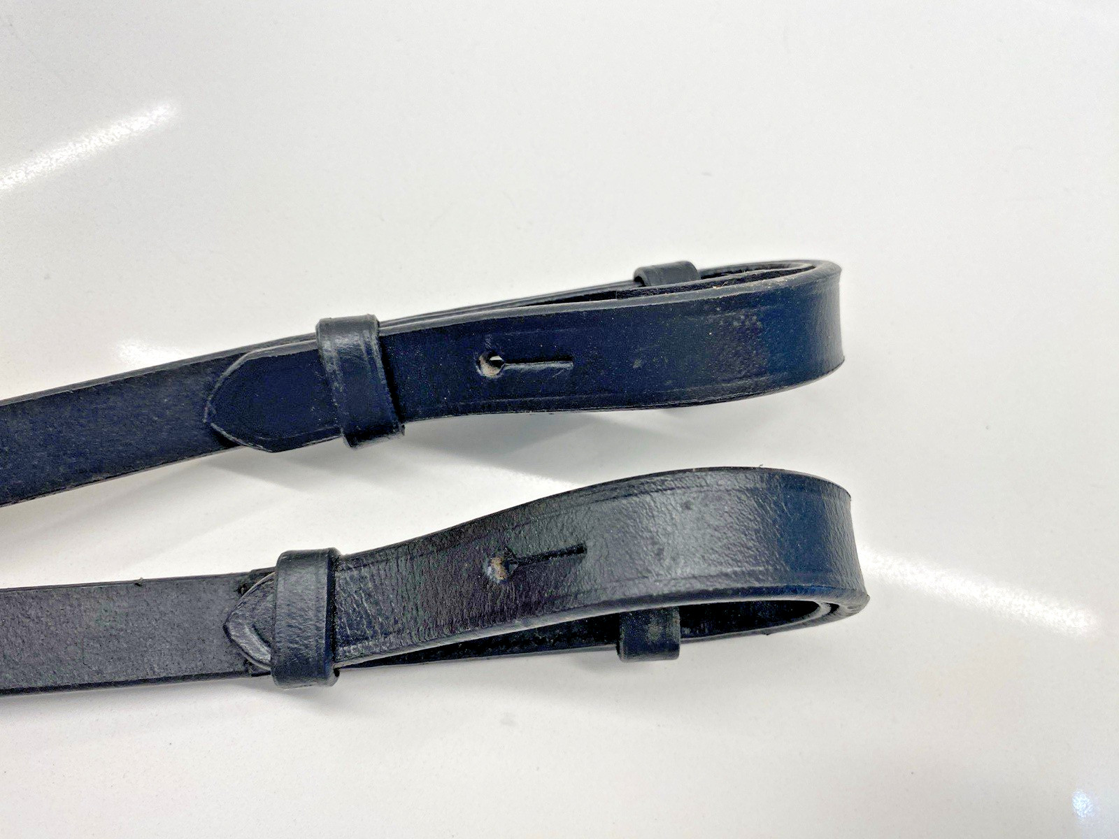 Black English Leather & Cotton Web Hook End Reins 3/4" - Plymouth