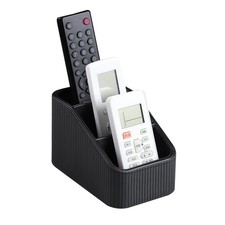 Remote Control Holder, PU Leather Nightstand Organizer, Black
