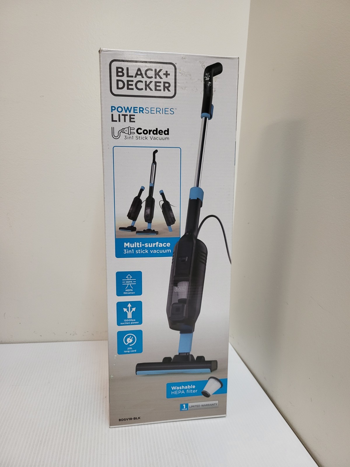 Black & Decker Power Series Lite 3-In-1 Corded Stick Vacuum - Black & Blue
