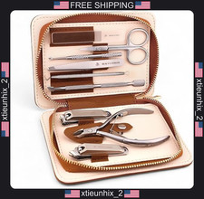 Manicure Pedicure Set 9-in-1 Stainless Steel Grooming Kit with Travel Case
