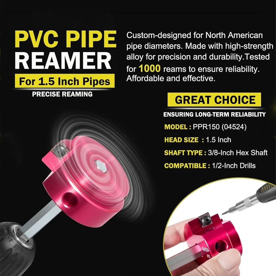 PPR150 Clean Ream Extreme 1-1/2-Inch Head Plastic PVC Pipe Fitting Reamer Saver - Image 2 of 4