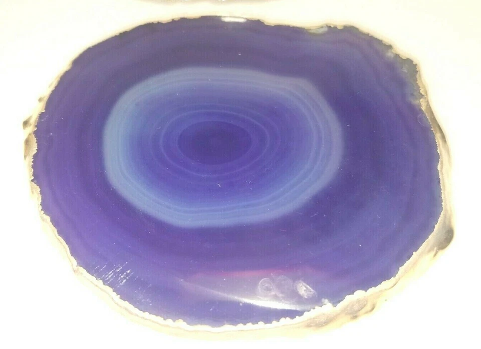 Auténtico Juego de 4 Posavasos Brasileños con Borde Dorado PÚRPURA ÁGATA Foto 3 de 4