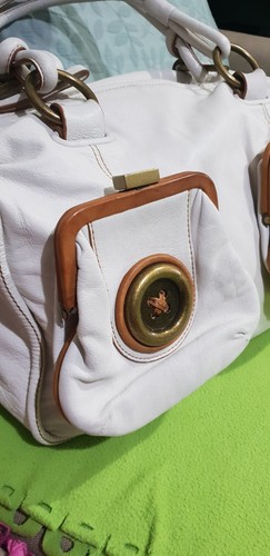 MIMCO LARGE Button Leather Tote w/Double Strap & Zip Top Closure-Ivory TAN ❤ - Picture 2 of 22