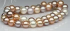 18"11-12mm south sea genuine white gold pink multicolor round pearl necklace