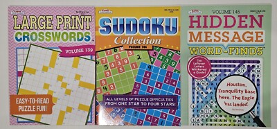 3 Kappa Hidden Message Word-Finds,Large Print Crosswords & Sudoku Puzzle Books