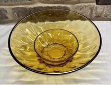 Vintage Hazel Atlas Glass  Amber Gold Capri Dot 2 PC Serving Bowl Set EXCELLENT