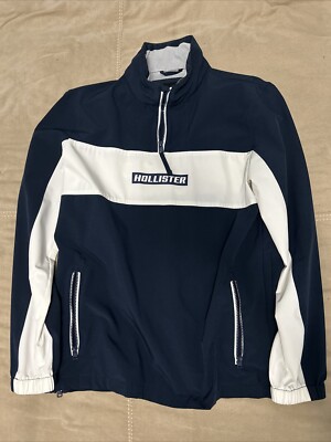 Hollister Windbreaker Quarter Zip Jacket Mens Medium Two Block