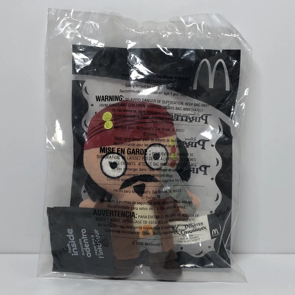 Juguete McDonalds Happy Meal 2008 Piratas del Caribe #4 Peluche Jack Sparrow NUEVO Foto 3 de 4