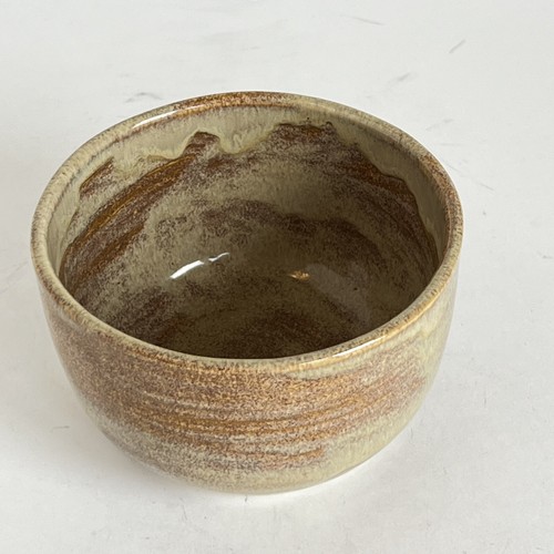 JJ Potts Studio Art Pottery Tan And Sage Stoneware Fruit Bowl Signed